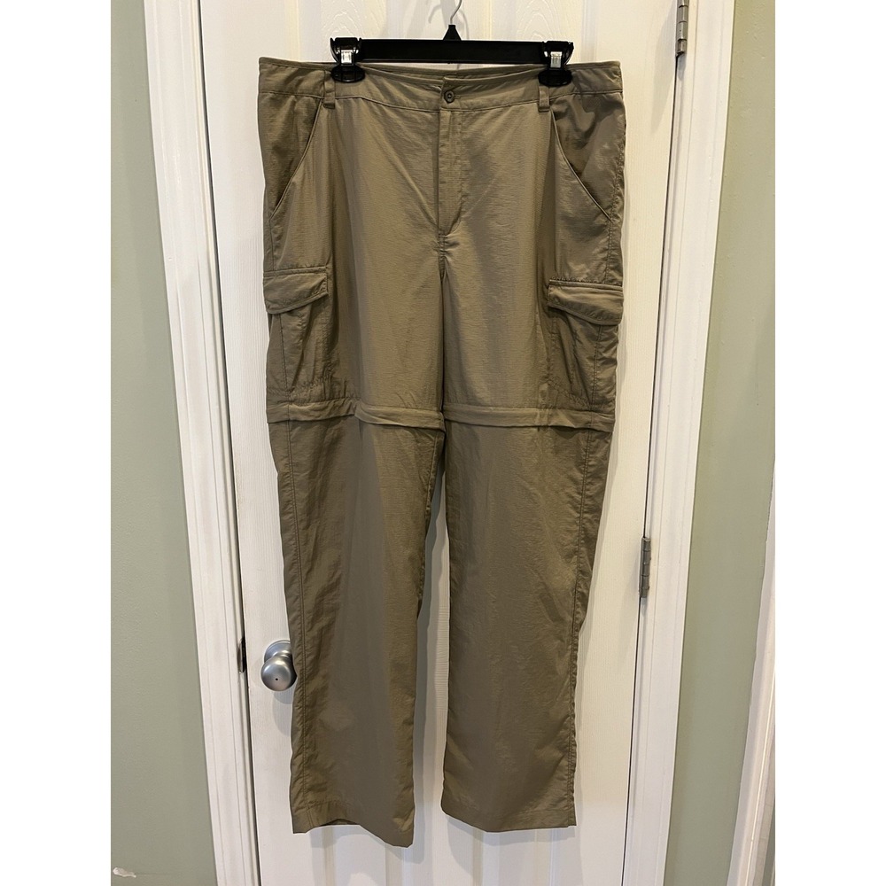 Columbia PFG Omni-Shade Womens Sz L‎ Convertible Pants Stone Green Silver Ridge